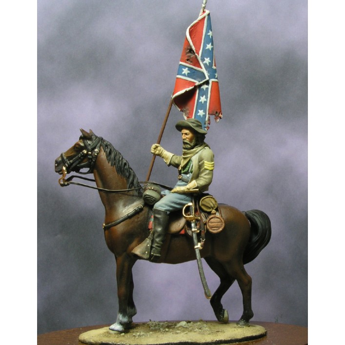 Srgento de caballería confederado, con bandera - %f
